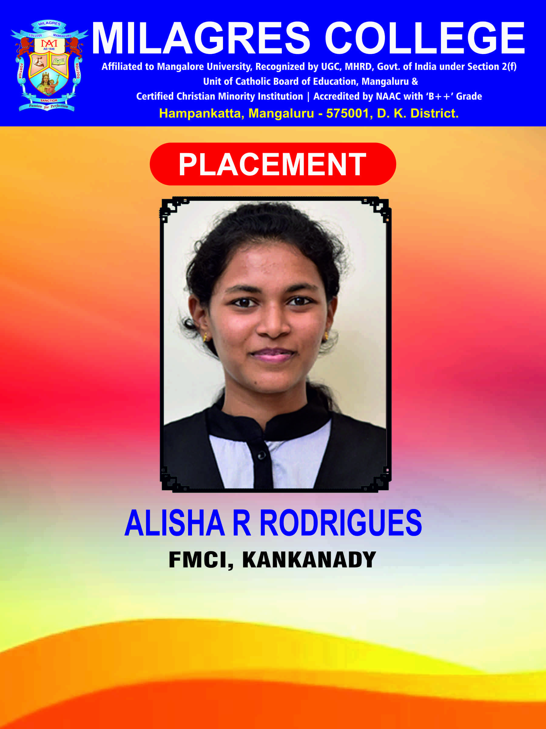 Successfully placed student